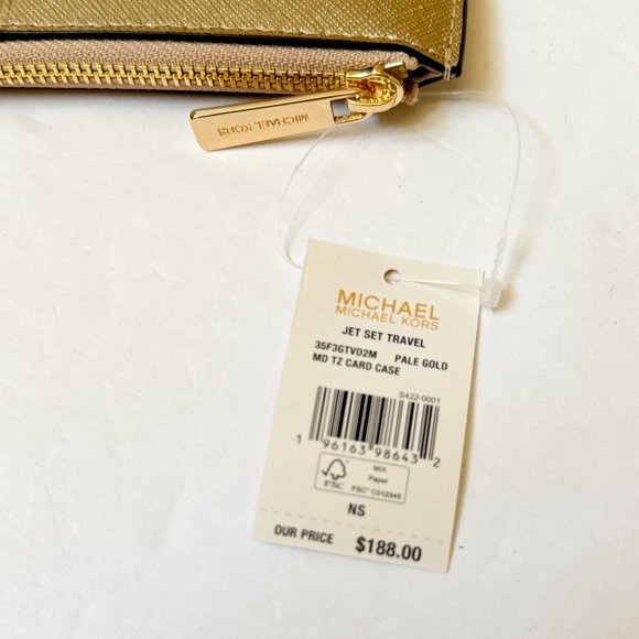 Michael Kors Jet Set Travel Top Zip Card Case Wallet Pale Wallet - Picture 10 of 11